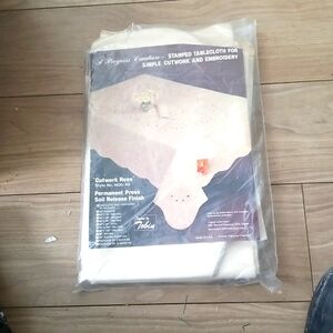 Progress Creation Cutwork Rose Stamped Tablecloth Kit